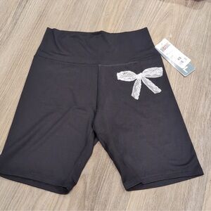 32 Degrees Black Bike Shorts with White Lace Bow